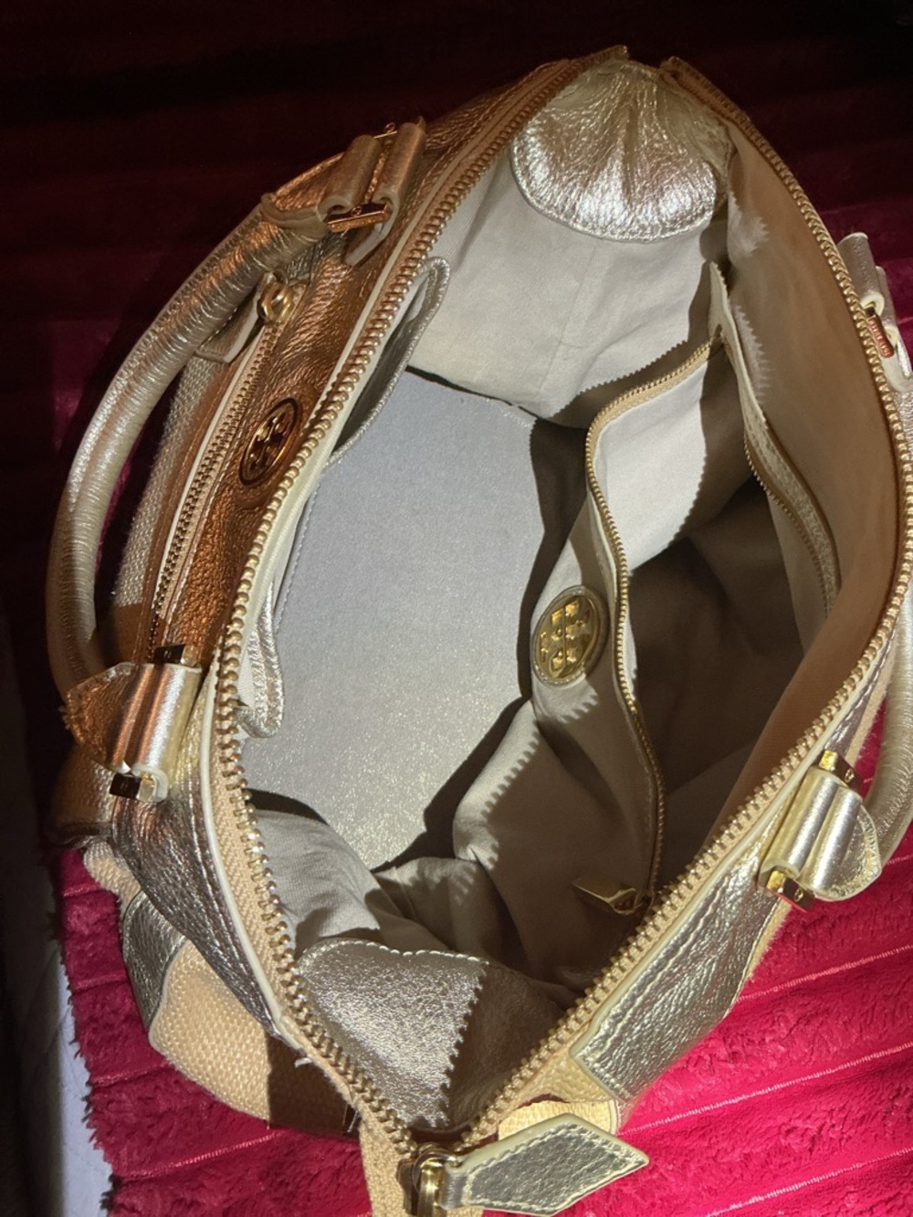 ✨TORY BURCH✨ Gold and Tan Designer Satchel - Picture 11 of 13